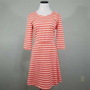 Old Navy M Cotton Knit Fit Flare Coral Stripe Dress Stretch